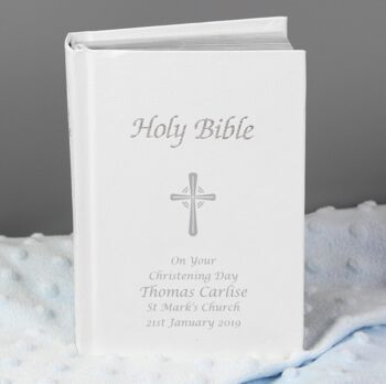 Personalised Silver Leaf Cross Bible, 3 of 6