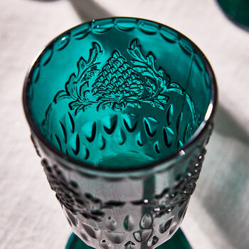 Set Of Four Zafra Teal Wine Goblets, 4 of 8