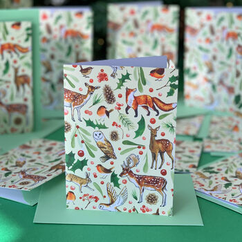 Woodland Animals Christmas Card Pack Of 12, 4 of 10