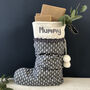 Personalised Grey Christmas Stocking With Knitted Cuff, thumbnail 1 of 6
