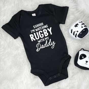 Watching Sport With Daddy Personalised Sports Babygrow, 6 of 11