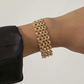 Wide Gold Plated Multilink Chain Bracelet, 3 of 7