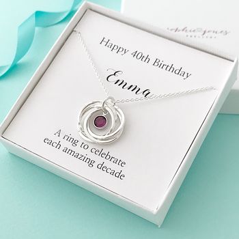 Personalised 40th Birthday Necklace With Birthstone, 5 of 9