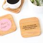 Personalised Solid Oak And Leather Coaster, thumbnail 4 of 11