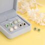 Vintage Inspired Moonstone Flower Cz Stud Earrings, thumbnail 6 of 12