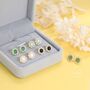 Vintage Inspired Moonstone Flower Cz Stud Earrings, thumbnail 6 of 11