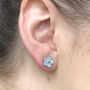 Daisy Flower Pale Blue Earring Studs In A Tin, thumbnail 3 of 3
