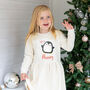 Personalised Penguin Girls Christmas Dress, thumbnail 1 of 4