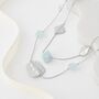 Long Matt Silver And Blue Beaded Necklace, thumbnail 1 of 3