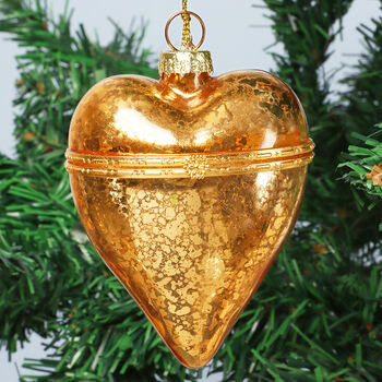 G Decor Gold Glass Heart Locket Christmas Ornament, 6 of 6