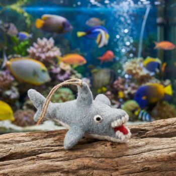 Handmade Felt Sheldon The Shark Hanging Decoration, 2 of 3