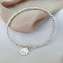 Sterling Silver 925 Personalised Heart Charm Stretch Bead Bracelet, thumbnail 7 of 8