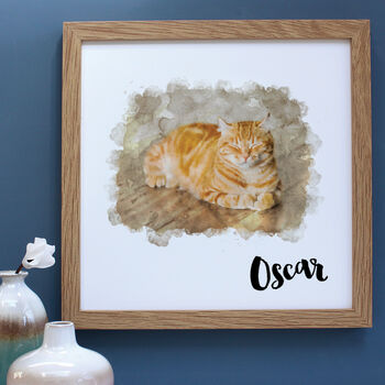 Personalised Watercolour Cat Portrait Framed Print, 3 of 5