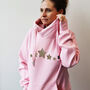 Luxe Cross Neck Pink Hoodie, thumbnail 6 of 9