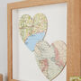 Two Map Hearts Personalised Engagement Print Gift, thumbnail 7 of 7