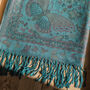 Turquoise Vintage Butterfly And Tassel Pashmina Scarf, thumbnail 3 of 3