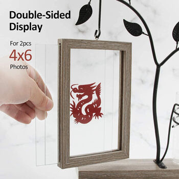 Double Sided Picture Frame With Vase And Metal Tree, 8 of 8