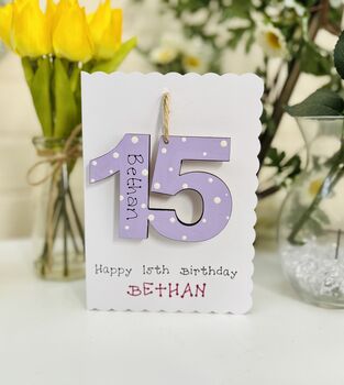 Personalised 15th Birthday Card Wooden Number Gift, 2 of 4