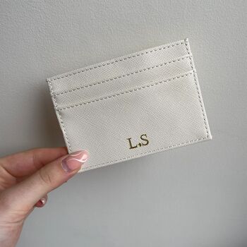 Personalised Embossed Saffiano Leather Slimline Card Holder, 5 of 7