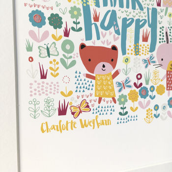 Think Happy Personalised Nursery Print, 3 of 8