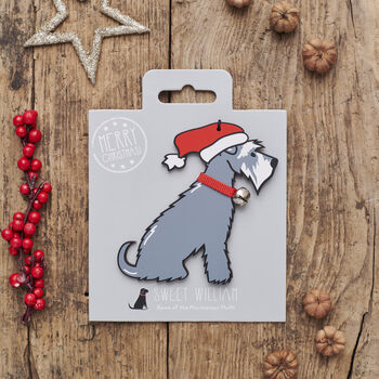 Christmas Schnauzer Dog Pin Badge, 8 of 12