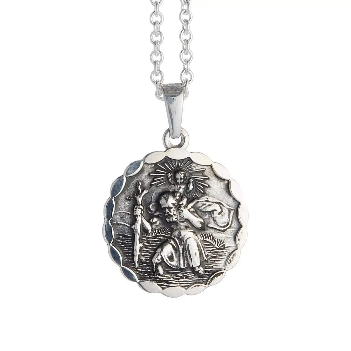 Ellipse Border St Christopher Personalised Necklace, thumbnail 11 of 12