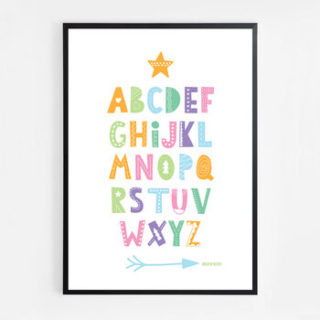 Alphabet Multi Scandi Nursery Print, 3 of 5