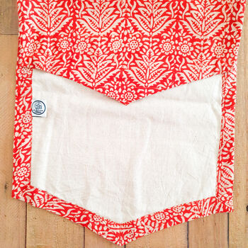 Bagru Block Printed Indian Table Runner, Red And White, 6 of 11