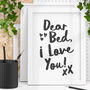 Cosy Dear Bed, I Love You Hand Lettered Typography Print, thumbnail 1 of 4