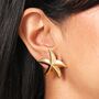 Stainless Steel Large Starfish Stud Earrings In Gold, thumbnail 2 of 4