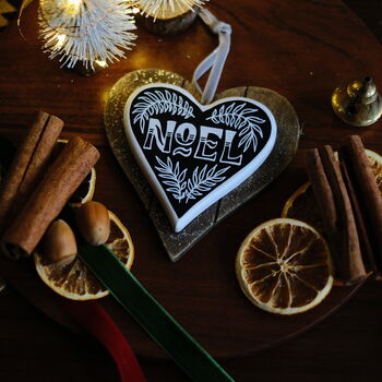 Hand Painted Wooden Christmas Noel Decoration, 2 of 4