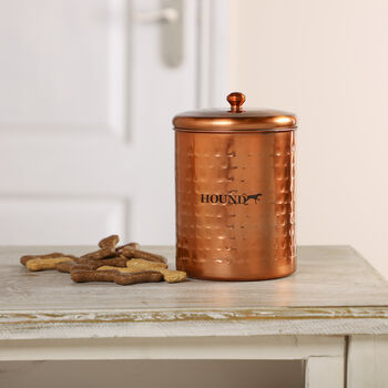 Hammered Antique Copper Pet Treat Cannister, 2 of 3