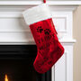 Personalised Santa Paws Christmas Red Stocking, thumbnail 2 of 4