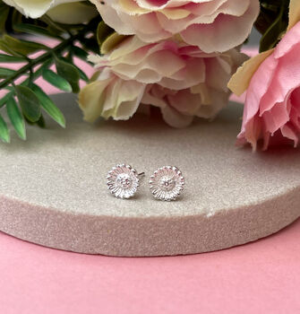 Good Luck Sterling Silver Mini Sunflower Earrings, 10 of 12