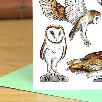Barn Owls Watercolour Greeting Card, 6 of 6