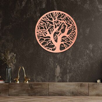 Round Wooden Tree Of Life Wall Art Elegant Home Decor, 4 of 9