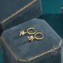 Sterling Silver Tiny Leaf And Natural Pearl Huggie Hoop Earrings, thumbnail 4 of 11