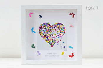Framed Personalised Butterfly Heart Christening Gift, 2 of 6