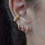 Pink Teardrop Huggie Hoop Earrings, thumbnail 3 of 5