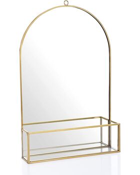 Gold Hanging Wall Mounted Glass Mirror With Shelf, 2 of 7