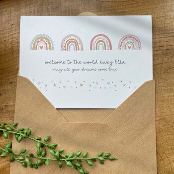 Personalised New Baby Card With Rainbows, 3 of 3