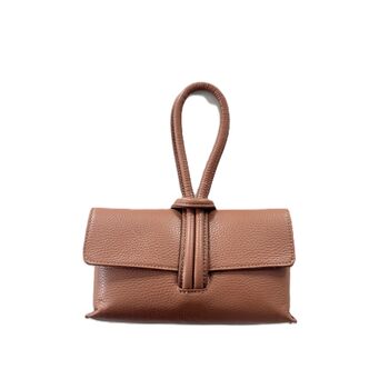 Leather Clutch Crossbody Bag With Knot Handle And Strap, 10 of 12
