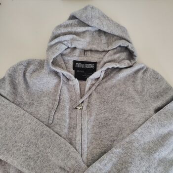 Personalised Pure Cashmere Grey Jumpsuit Hooded Onesie, 6 of 11