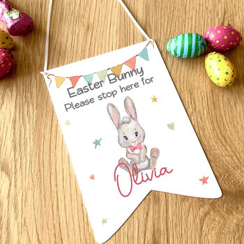 Personalised Easter Bunny Stop Here Sign, 2 of 3