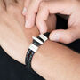 Personalised Men's Silver Black Leather Bolo Bracelet, thumbnail 2 of 8