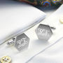 Sterling Silver Hexagon Cufflinks With Monogram, thumbnail 1 of 2