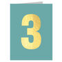 Mini Gold Foiled Number Three Card, thumbnail 2 of 5