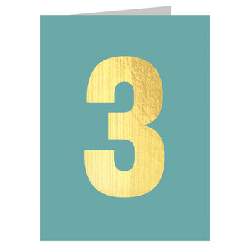 Mini Gold Foiled Number Three Card, 2 of 5