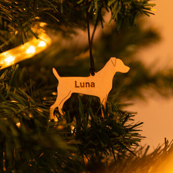 Personalised Wooden Dog Christmas Tree Decoration, 8 of 9