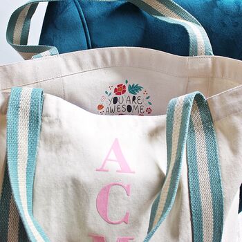 Personalised You Are Awesome Organic Canvas Bag, 5 of 12